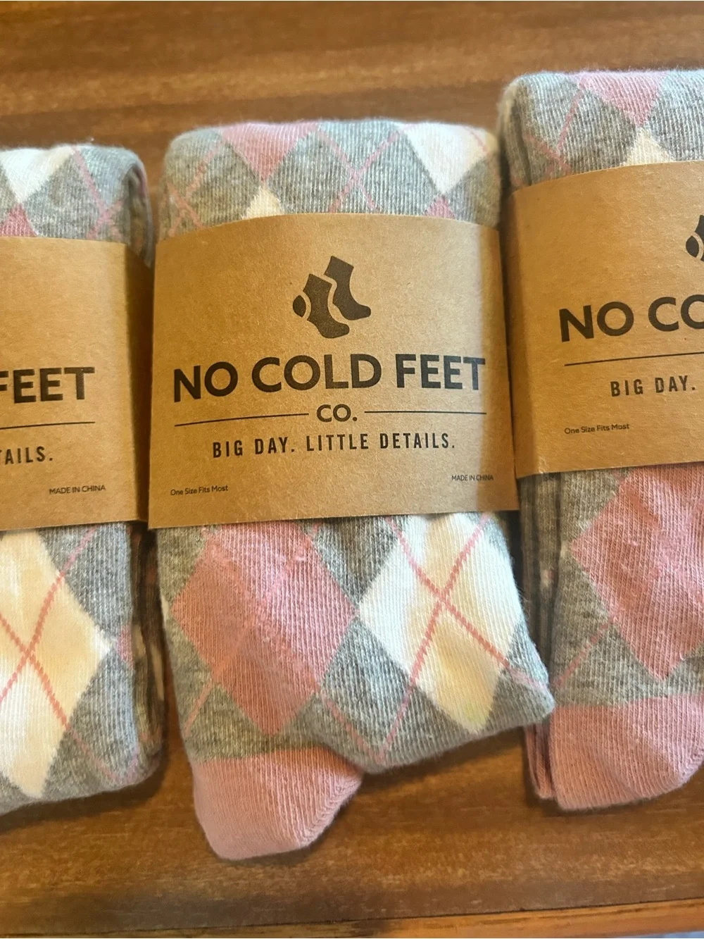 No Cold Feet Argyle Dress Socks - Pink & Gray. Groomsmen gifts.